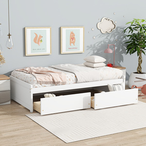 White Solid Wood Children's <b>Storage</b> Bed With Drawers Bedroom Furniture For <b>Kids</b> - Product Image 3
