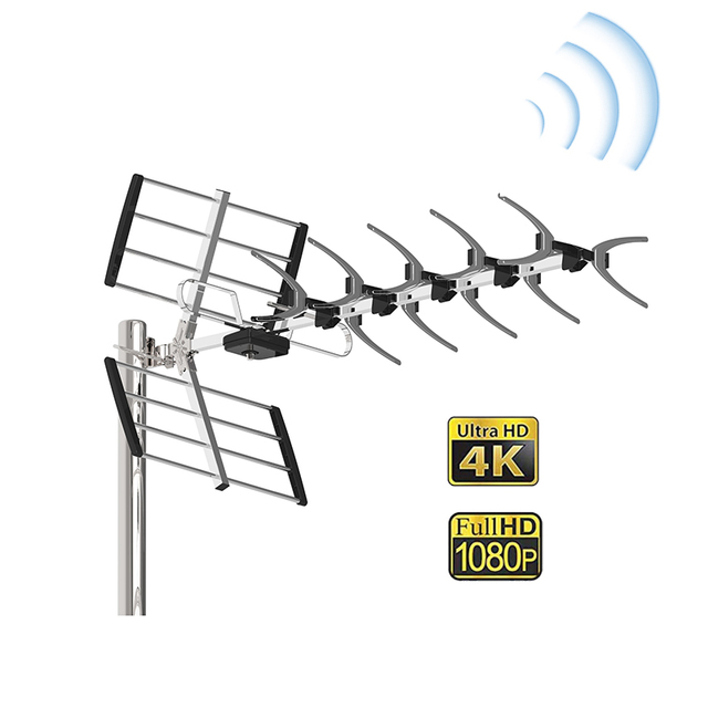 Long-Mile Range HD Digital HDTV Antenna Outdoor Free TV Channel Aerial Antena Made of Plastic and Aluminium