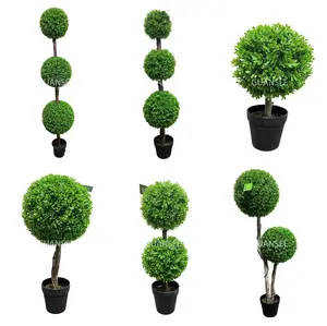 Customized grass potted plant artificial tree bonsai boxwood topiary ball for indoor decoration