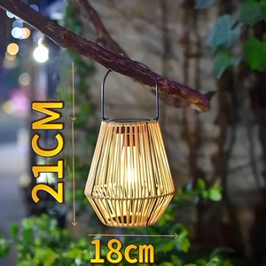 Lampe solaire d'extérieur de style bohème, tissée à la main, source de lumière LED, décoration de jardin, cour, balcon, interrupteur tactile - Product Image 2