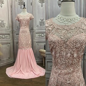 <strong>Pink</strong> Lace <strong>Chiffon</strong> Long <strong>Gowns</strong>