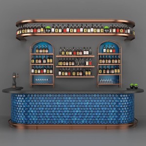 Mostrador de <span class=keywords><strong>Bar</strong></span> azul en forma de U moderno contemporáneo personalizado mosaico de lujo bebida comercial Wine Club Cafe restaurante <span class=keywords><strong>Bar</strong></span> mostrador - Product Image 1