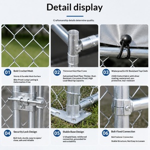 Gabbia per Cani in Acciaio Zincato Resistente, Impilabile, con Rete a Maglia Diamantata, Portatile e Pieghevole, Box per Animali Domestici, Cuccia per Allevamento all'Aperto - Product Image 5