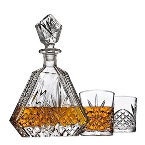 Ensemble de carafe à Whisky en cristal sans plomb, 700ml, avec 2 verres à Whisky à l'ancienne pour boisson chaude, pour Whisky, <span class=keywords><strong>Scotch</strong></span> ou vin - Product Image 1