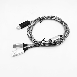 <strong>2</strong> in 1 High Quality Nylon Jacket <strong>Type</strong> C <strong>Data</strong> USB Cable 100W Charger for Mobile Phone &amp; Printer USB <strong>2</strong>.0 AM to <strong>Type</strong> B <strong>Type</strong> C - Product Image 3
