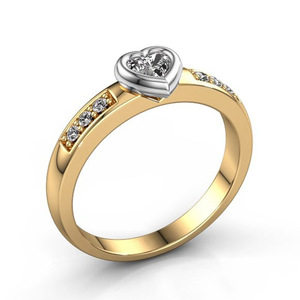 Anello minimalista a due toni a forma di cuore per donna, elegante gioiello alla moda per l'indice - Product Image 1
