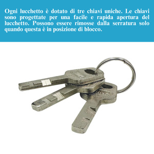 Lucchetto di Sicurezza in Metallo per Valigie con Cilindro da 40mm e 3 Chiavi, Serratura da Viaggio - Product Image 4