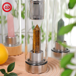 Truyền Chai Nước Thủy Tinh Rose <span class=keywords><strong>Quartz</strong></span> Chip sinh thái thân thiện pha lê giảm thiên nhiên tinh thể chai thạch anh tím rõ ràng thạch anh waterbottle - Product Image 3