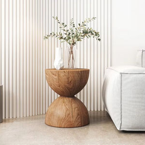 Table console moderne ronde en bois massif pour tabouret de jetée de salon Table d'appoint en rondins Ornement de souche d'arbre pour usage domestique - Product Image 1