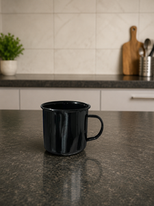 Black Enamel Mug Classic Enamel <b>Cup</b> <b>Reusable</b> Portable Coffee <b>Cup</b> with Handgrip for Camping Office Home - Product Image 1
