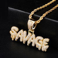 Collier pour homme Hip Hop SANAGE avec pendentif lettre micro-pavé CZ Iced Out, bijou tendance pour rappeur, accessoire de mode
