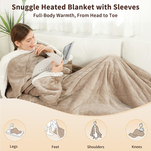 Couverture chauffante portable en polaire avec poche pour les pieds, matelassée, taille King, pour l'hiver - Product Image 5