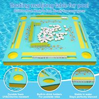 Table de Mahjong flottante double face pour piscine, table de Mahjong flottante premium en EVA avec rainures pour les tuiles et porte-gobelets