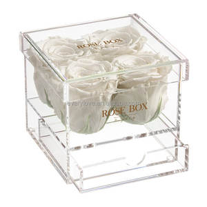 Cada amor venta al por mayor 4 rosas arreglo eterna para siempre y rosas en caja <span class=keywords><strong>de</strong></span> acrílico con cajón - Product Image 3