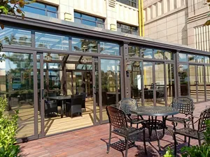 Su misura disegno moderno in vetro di alluminio veranda con tetto piano modanatura per la casa Villa all'aperto & soggiorno Pergola