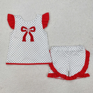Ensemble de vêtements d'été pour filles, haut brodé avec ballon de plage, short rose - Product Image 5