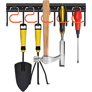 Organisateur d'outils de garage mural, étagère de rangement <span class=keywords><strong>suspendue</strong></span> pour jardin et garage avec 10 crochets réglables et 4 rails - Product Image 3
