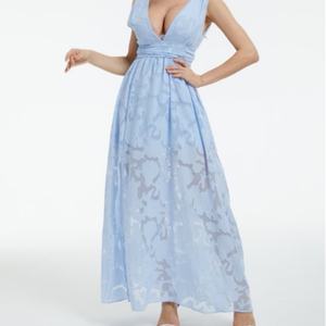 Vestido Maxi Bohemio de Verano OEM para Mujer, Nuevo, Personalizado, con Decoración de Encaje Floral, Sexy, sin Mangas, de Lino, Elegante, para la Playa - Product Image 4