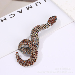 La nuova spilla con animali personalizzata di Yunlv, spilla con serpente zodiacale incrostato di diamanti, cordonello di pitone esagerato, chiusura di sciarpa di seta e serpeggiamento - Product Image 2