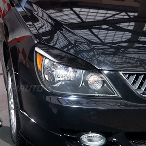 1 par de cubiertas embellecedoras de fibra de carbono auténtica para faros delanteros (cejas/párpados) para Mitsubishi Lancer 2004 2005 2006, pegatinas para faros de coche - Product Image 5