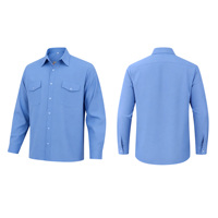 Camisa de Trabajo de Secado Rápido con Logotipo Personalizado, Manga Larga, TC Polialgodón, Lavado Industrial, Transpirable, con Dos Bolsillos en el Pecho
