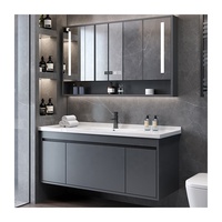 Meuble-lavabo mural en PVC blanc, sur mesure, durable, simple, haut de gamme, à fermeture amortie, avec vasque, 48 pouces