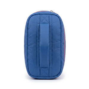 Grande Trousse de Maquillage de Voyage Bleue en PVC Matelassé Épais, Imperméable, Souple et Légère, avec Fermeture Éclair, pour Femme, Tendance - Product Image 4