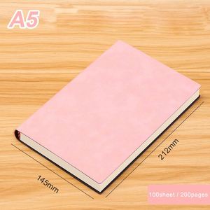 Wholesale 100 Sheets Thick Soft PU Leather <b>A5</b> Business Style Silk Screen Printed <b>Notepad</b> Academic University Student Record - Product Image 2