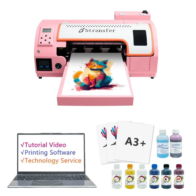 B Btransfer Pink Auto DTF Printer Professional 13'' Textile Printing Machine for T-Shirts/Sweatshirts/Uniforms