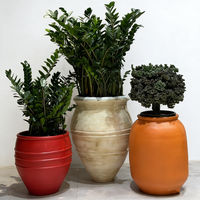Pot Tanaman Fiberclay untuk Luar Ruangan, Vas Tanaman untuk Taman, Vas Lantai Tinggi untuk Dalam Ruangan