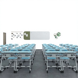Bureau et chaise d'école réglables de haute qualité avec paniers à livres, mobilier de classe - Product Image 2