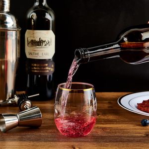 Verres à vin en plastique personnalisés de 9 oz en forme d'œuf, jetables, réutilisables, incassables avec bordure dorée pour fêtes et mariages - Product Image 2