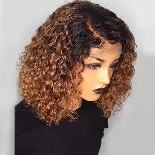 Perruque Bob Lace Front wig brésilienne Remy Style africain, cheveux naturels, coupe au carré Short Bob, couleur 1B/30 #, 13x6, bon marché, pour femmes africaines