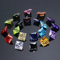 Prêt à expédier princesse coupe zircone 2x2mm-10x10mm carré coupe couleurs zircon cubique lâche CZ pierre précieuse