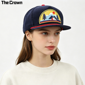 Gorra de 5 Paneles de Pana con Logotipo Personalizado, Venta al por Mayor, Parche Bordado, Estilo Camping, Visera Plana, Fabricante - Product Image 2