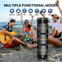 Sistema de Altavoces Subwoofer Inalámbricos Profesionales Dobles de 10 Pulgadas con Micrófono Incorporado y Luces LED RGB para Escenario, Karaoke y DJ