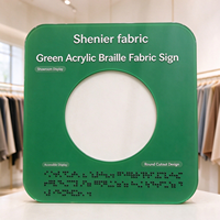 Plaque d'Introduction Personnalisée en Acrylique Vert avec Texte Braille, Affichage Creux, Texte Personnalisable, Marqueur Tactile pour Showroom Textile