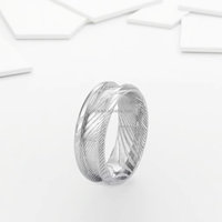 POYA 8mm Damaszener Stahl Unisex Ring Klassischer Einzelkanal Blanko-Kern Einlage für Hochzeit Verlobung Geschenk Schmuck
