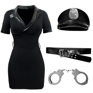 Costume de cosplay <span class=keywords><strong>sexy</strong></span> pour femme en polyester, avec menottes, chapeau, collier et string, pour Halloween, en stock - Product Image 1
