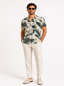 Camisa Casual de Verano para Hombre, de Manga Corta, Transpirable, Ecológica, con Estampado Digital HD de Isla, Cuello Regular, Doble Botonadura - Product Image 1