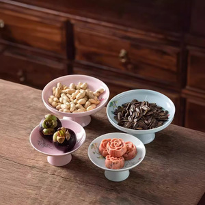 <b>Ceramic</b> High Footed <b>Plate</b> Round Pottery Fruit Platter Party Dessert Snack Dish Household Tableware - Product Image 2
