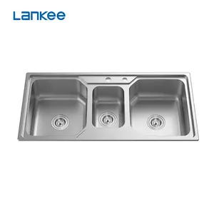 7025F stainless steel kitchen sink three bowl