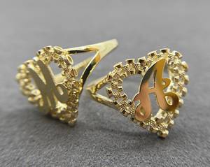 Duyizhao Hip Hop Personality 14k Gold Plated Round <strong>Initial</strong> Letter Alphabet Oyster Heart <strong>Ring</strong> for Women Girl Jewelry - Product Image 1