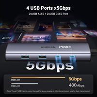 UGREEN Revodok Hub USB C 9 en 1, Adaptador Gigabit Ethernet, 4K a 60Hz, Carga PD de 100W, Puertos de Datos USB A y C, Lector de Tarjetas SD/TF