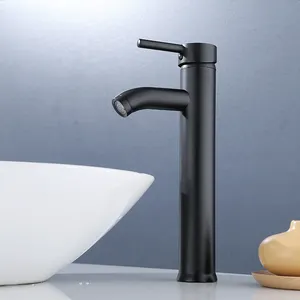 洗脸洗手盆水龙头黑色水龙头浴室水槽甲板安装台面面盆水龙头的单杠杆