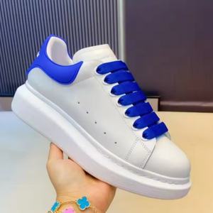 Sneakers plateforme unisexes en cuir véritable blanc, printemps automne, course à pied, marche, mode, sport, décontractées, antidérapantes, respirantes - Product Image 1