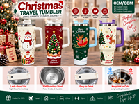 Cadeau de Noël : Tasse isotherme en acier inoxydable avec poignée, logo personnalisé, gobelet de voyage anti-fuite, vente en gros OEM
