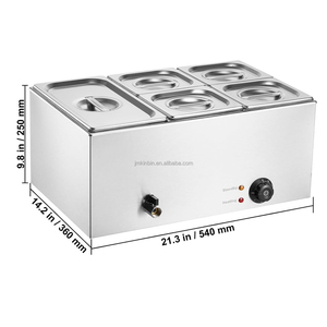 Calentador de Sopa Eléctrico de Acero Inoxidable, Baño María, Calentador de Alimentos Comercial Multi-Sartén con Recipiente GN para Restaurante, Buffet, Cantina - Product Image 2