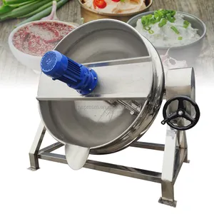 Automatic Food Cooking Machine Emulsifying Jacketed Kettle Mixer Steam Jacketed Kettle With Agitator Scraper For Cooking