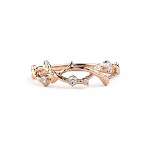 แหวนแต่งงานแบบเปิดประดับเพชรทรงเหลี่ยมในตัวเรือนโรสโกลด์ - Product Image 1